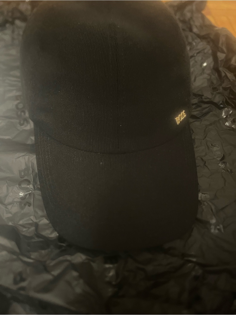 Hugo Boss Black Cotton Twill Adjustable Cap With Signature Gold BOSS Lettering,